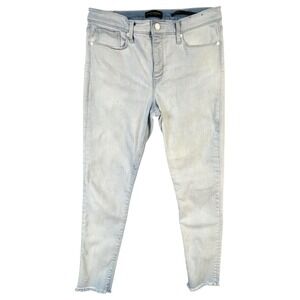 Banana Republic Jeans 30 Light Wash‎ Blue Mid Rise Mr Skinny Fringe Raw Hem